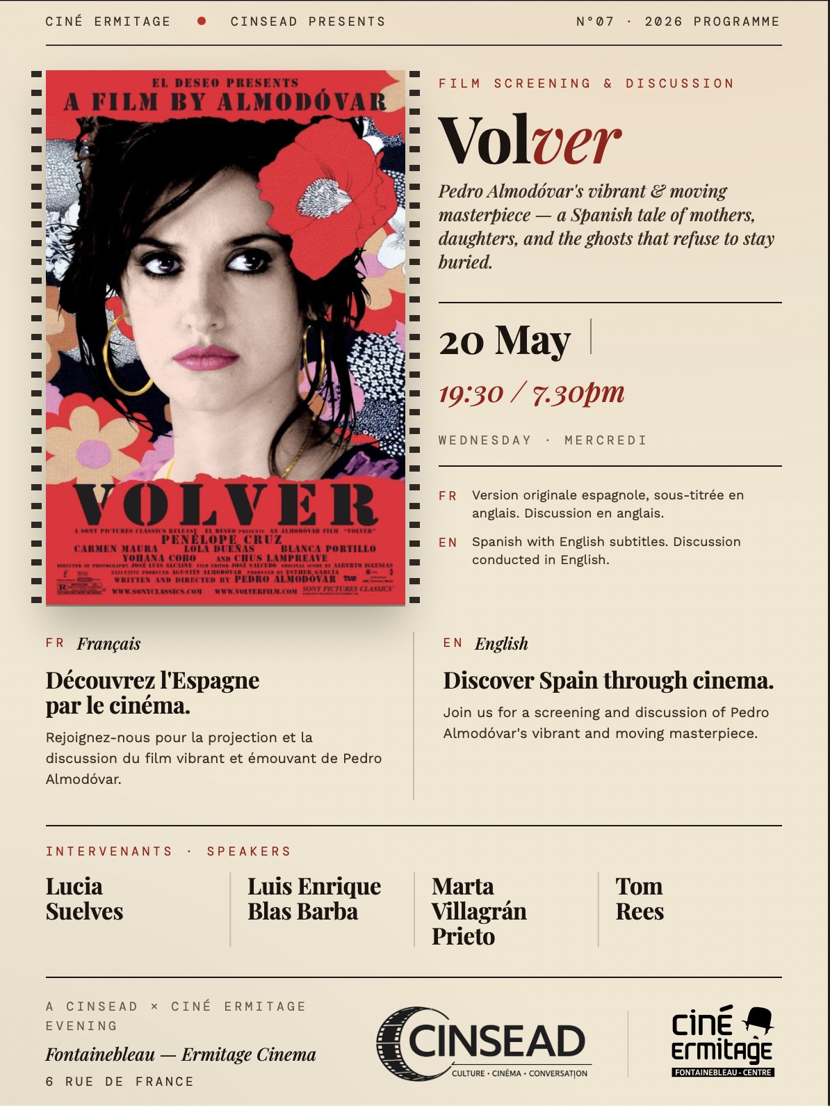 Volver — CINSEAD programme poster